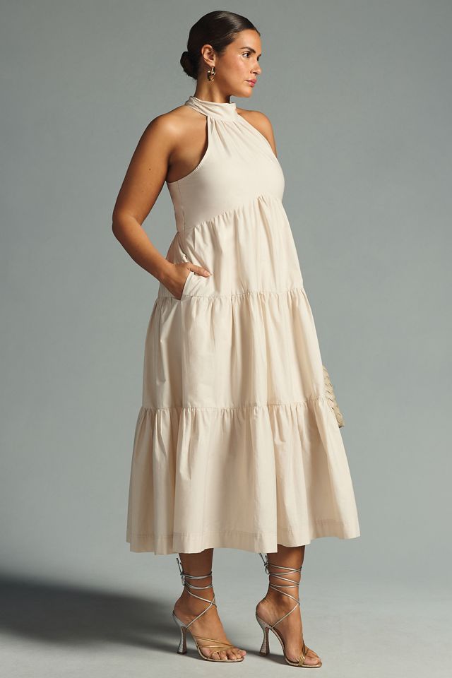 Maeve Tiered Halter Midi Dress #7