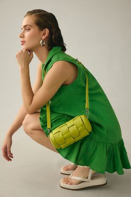 Pilcro Sleeveless Ruffle-hem Shirt Dress In Green