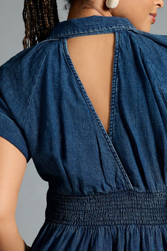 Maeve Denim V-Neck Wrap Dress | Anthropologie
