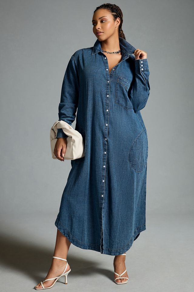 Pilcro Denim Long-Sleeve Buttondown Dress | Anthropologie