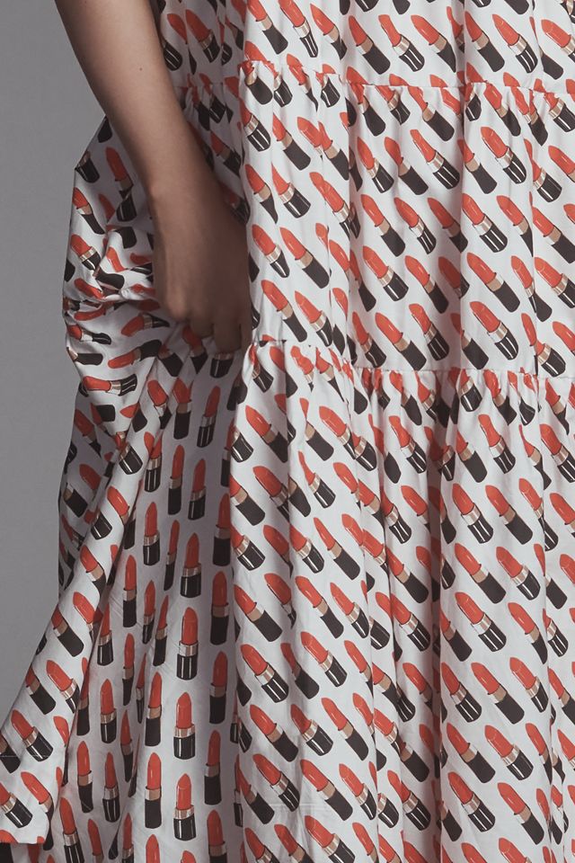 The Helena Square-Neck Smocked Tiered Midi Dress #1