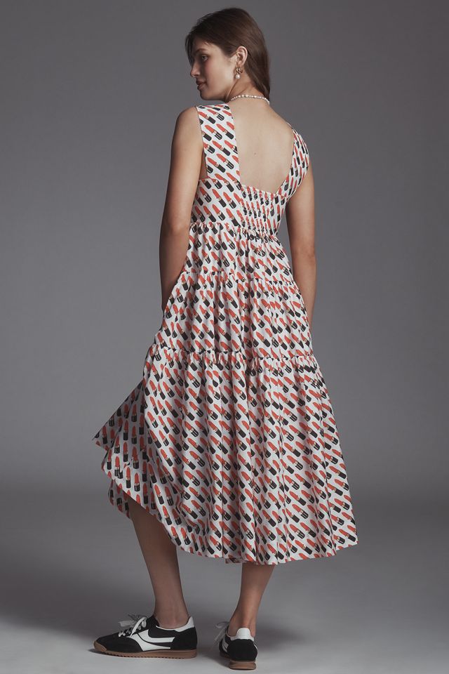 The Helena Square-Neck Smocked Tiered Midi Dress #3