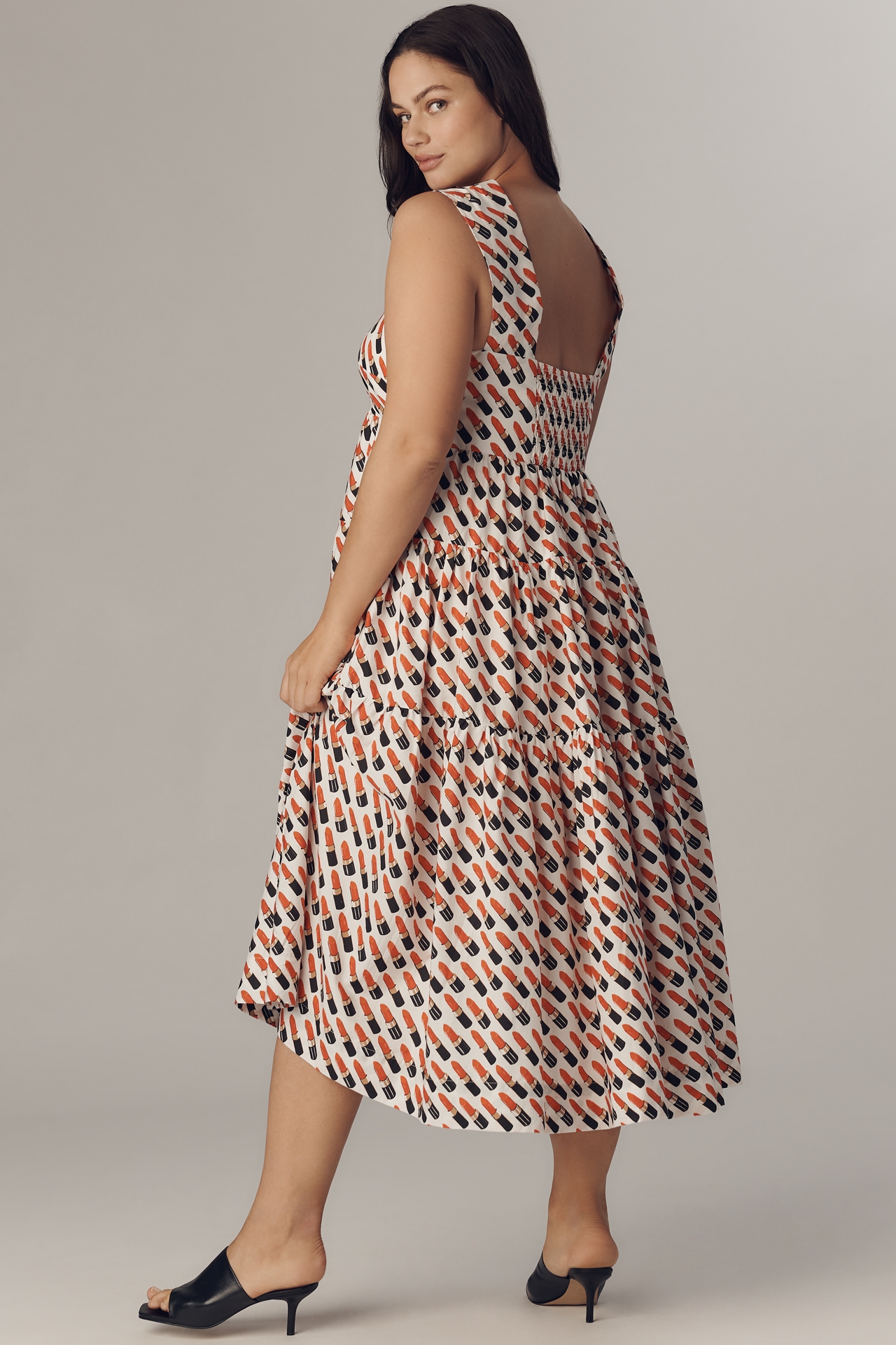 The Helena Square-Neck Smocked Tiered Midi Dress