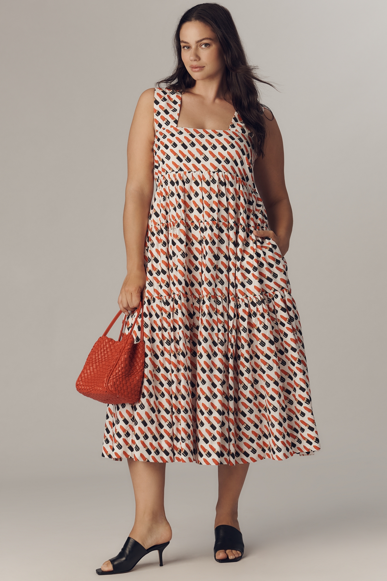 The Helena Square-Neck Smocked Tiered Midi Dress