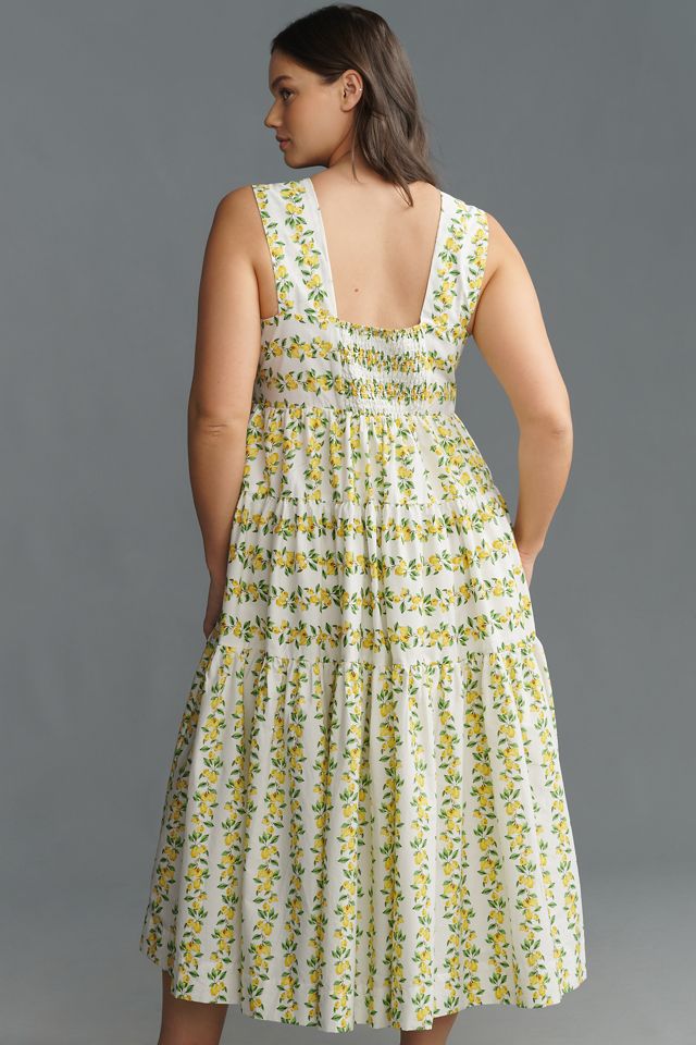 The Helena Square-Neck Smocked Tiered Midi Dress #6