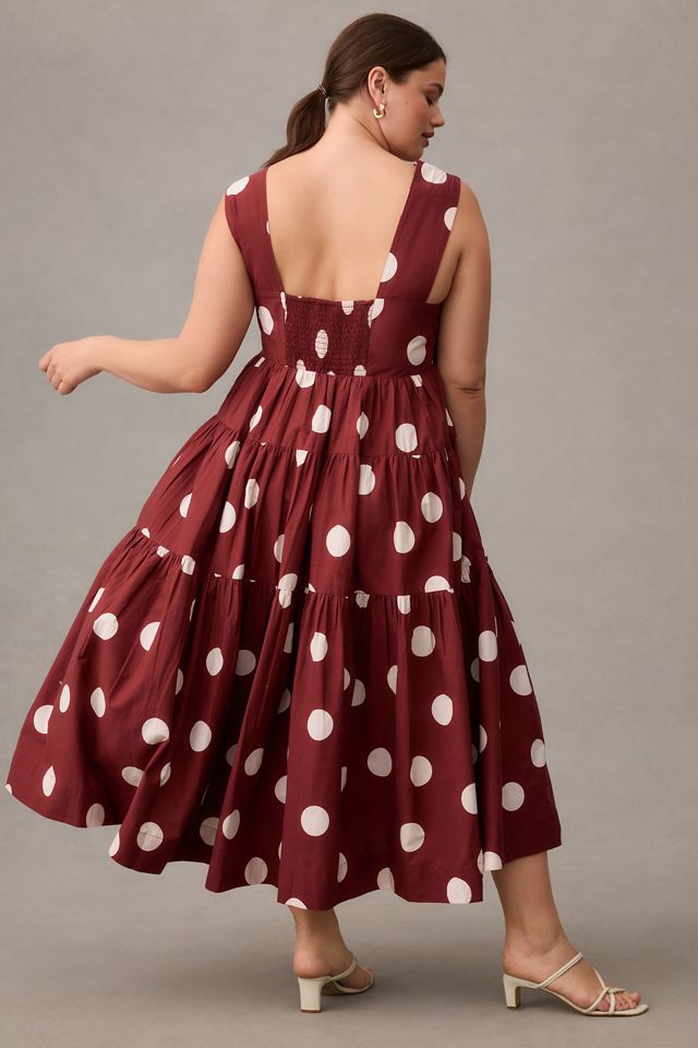 Helena Square-Neck Smocked Tiered Midi Dress | Anthropologie