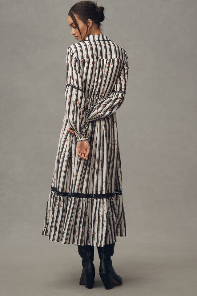 The Eleanora Printed Buttondown Midi Shirt Dress #5