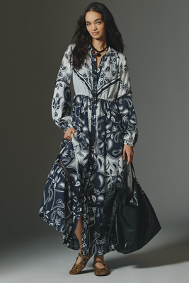 The Eleanora Printed Buttondown Midi Shirt Dress