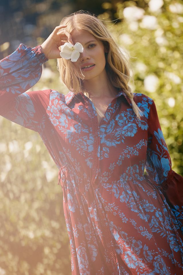 The Eleanora Printed Buttondown Midi Shirt Dress #2