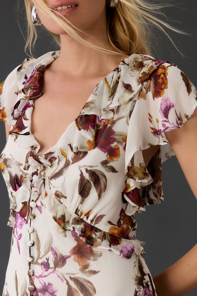 Vestido Maxi con Volantes en Capas y Escote en V de Anthropologie #5
