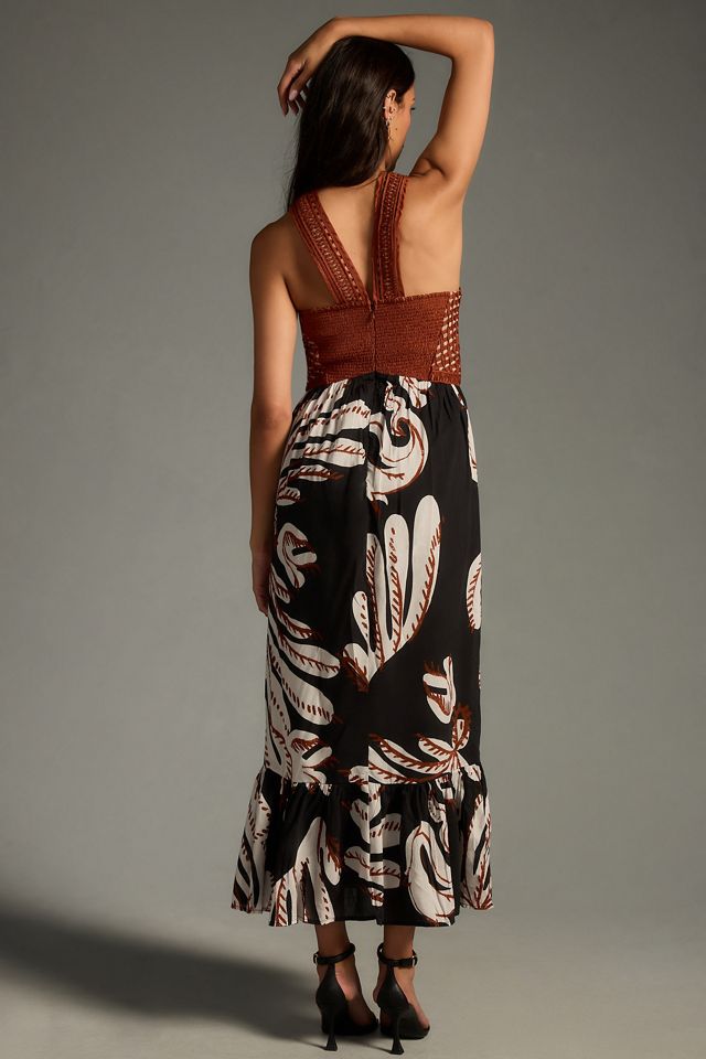 By Anthropologie Deco Printed Halter Dress #1