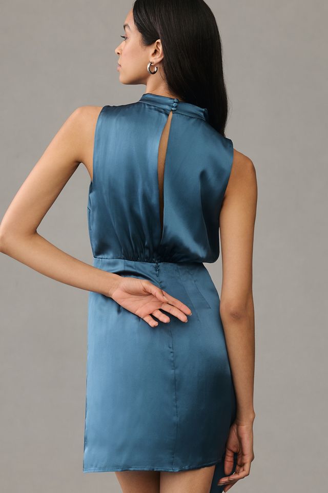 By Anthropologie Mock-Neck Draped Silk Dress #1