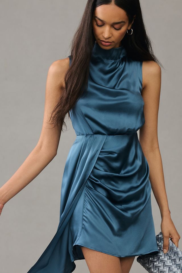 By Anthropologie Mock-Neck Draped Silk Dress #2