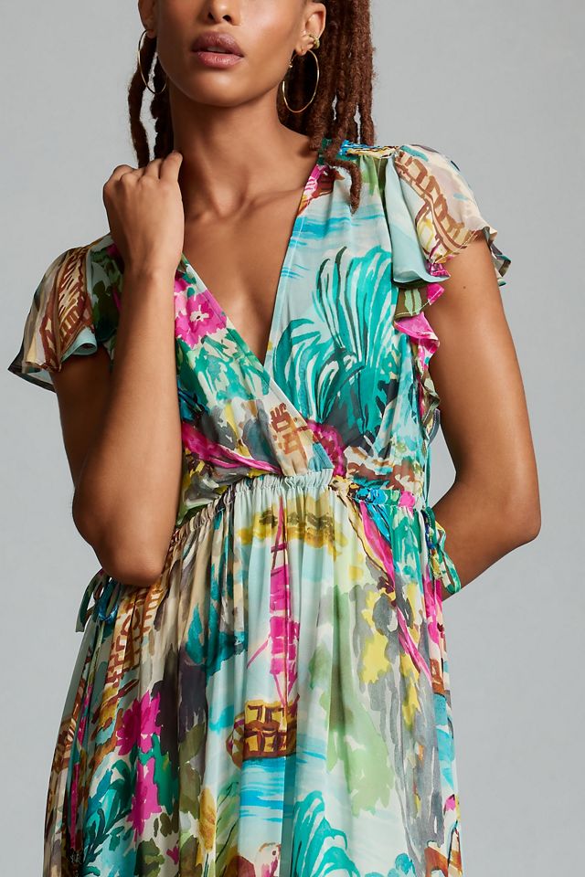 By Anthropologie V-Neck Flutter-Sleeve Dress #2