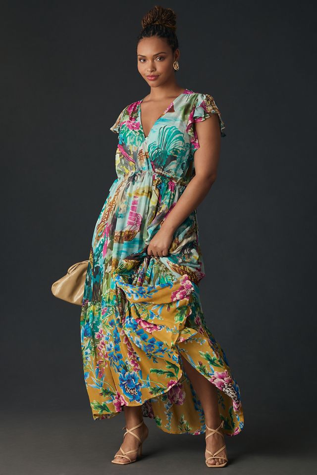 By Anthropologie V-Neck Flutter-Sleeve Dress #4