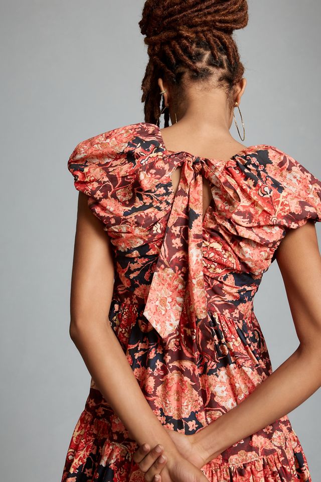 By Anthropologie Printed V-Neck Babydoll Dress #3