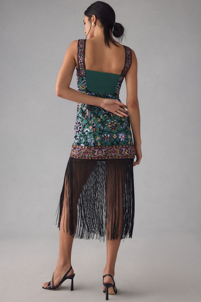 By Anthropologie Slim Fringed Midi Dress #2