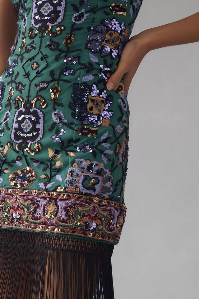 By Anthropologie Slim Fringed Midi Dress #3