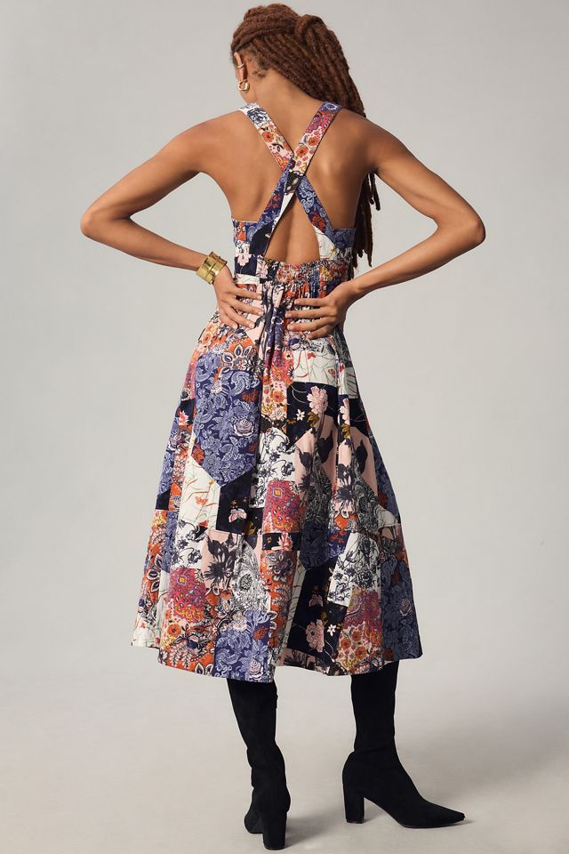 By Anthropologie Square-Neck Corduroy Patchwork Dress #3