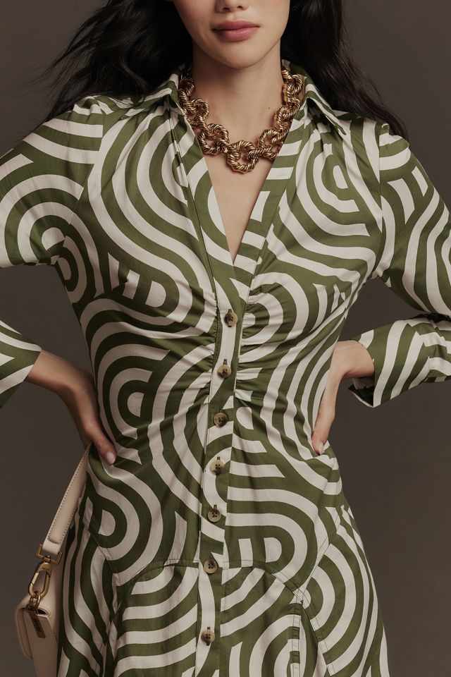 By Anthropologie Long-Sleeve Poplin Shirt Dress #3