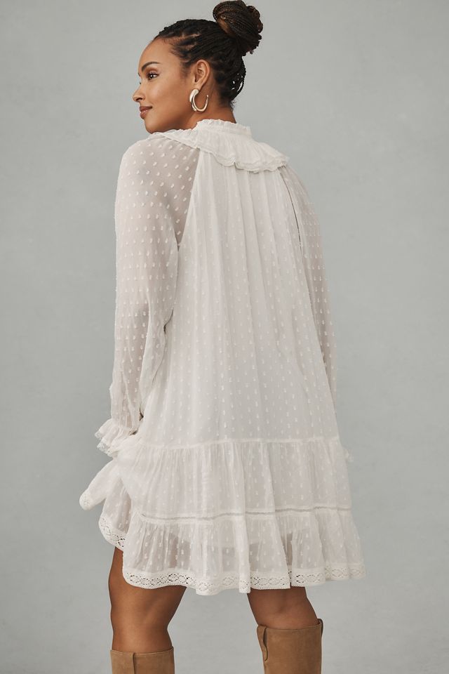By Anthropologie Long-Sleeve V-Neck Ruffled Tunic Dress #5