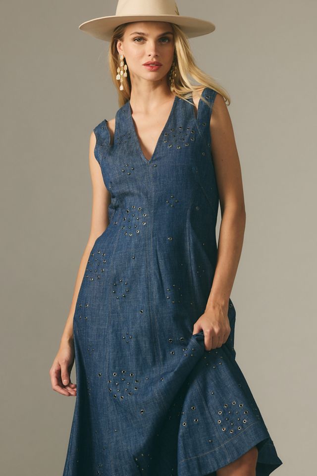 By Anthropologie Grommet Denim Midi Dress #2