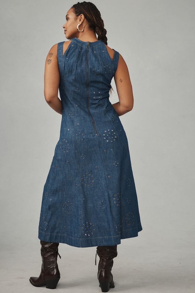 By Anthropologie Grommet Denim Midi Dress #4