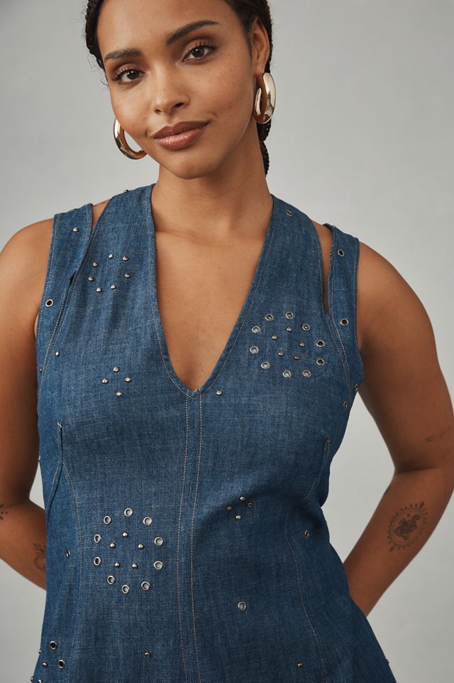 By Anthropologie Grommet Denim Midi Dress #5