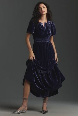 Anthropologie blue hot sale velvet dress