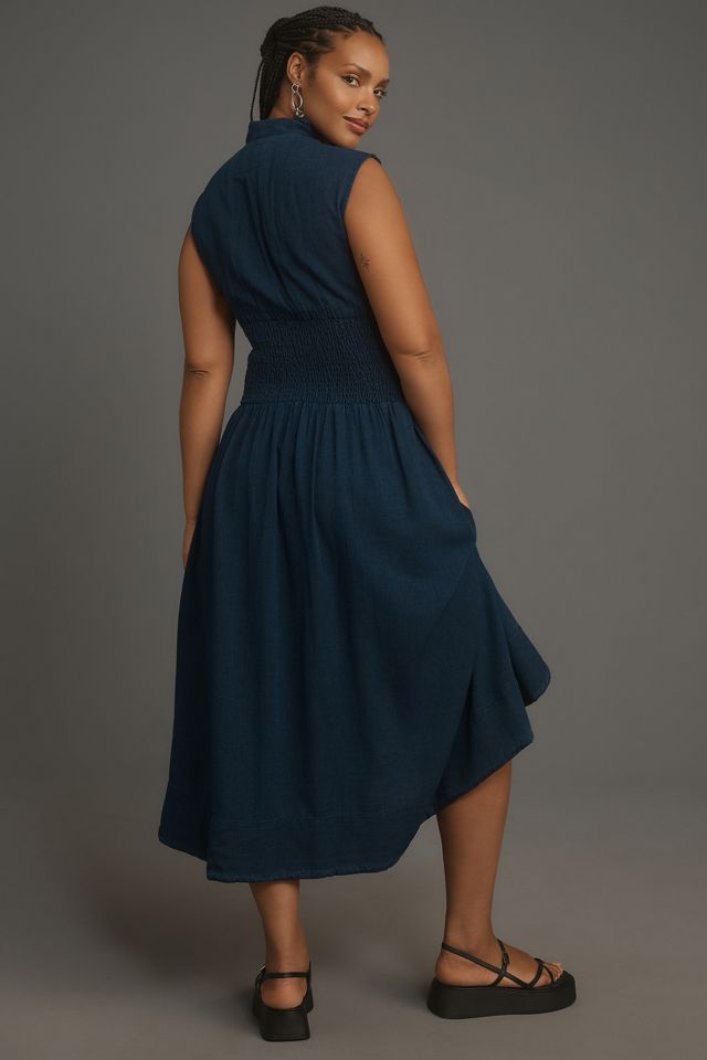 La Robe Chemise Midi Tommie à Manches Courtes et Devant Froncé avec Fermeture Éclair #5