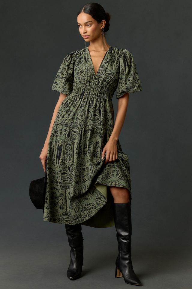 anthropologie green corduroy dress New Anthropologie Green Corduroy main image 1