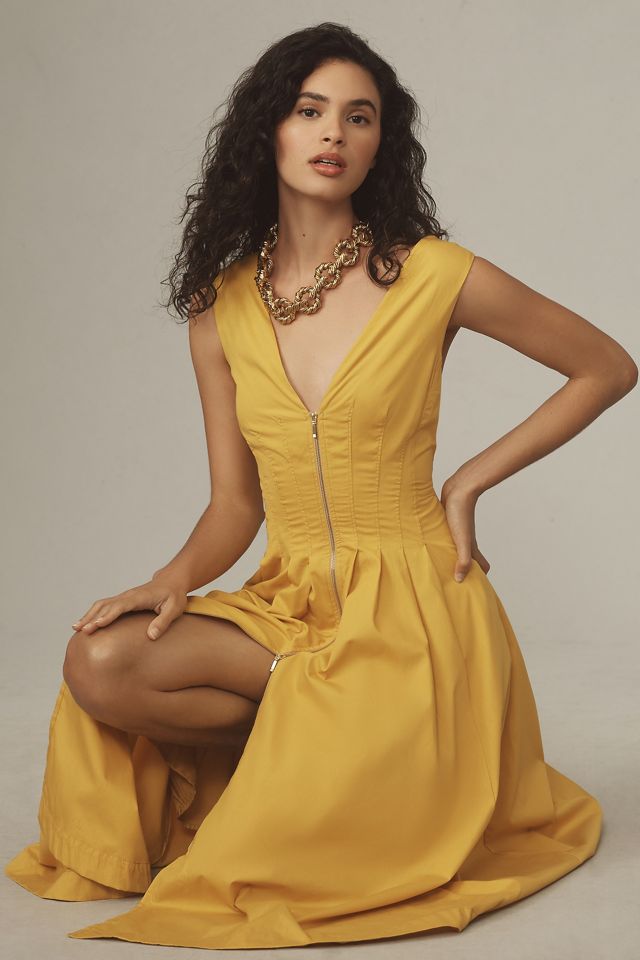 anthropologie corset midi dress Moon River Cotton Corset-Style Midi Dress