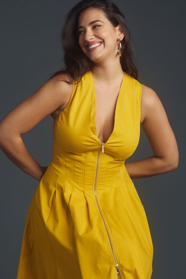 anthropologie v neck corset midi dress V-Neck Corset Midi Shirt Dress