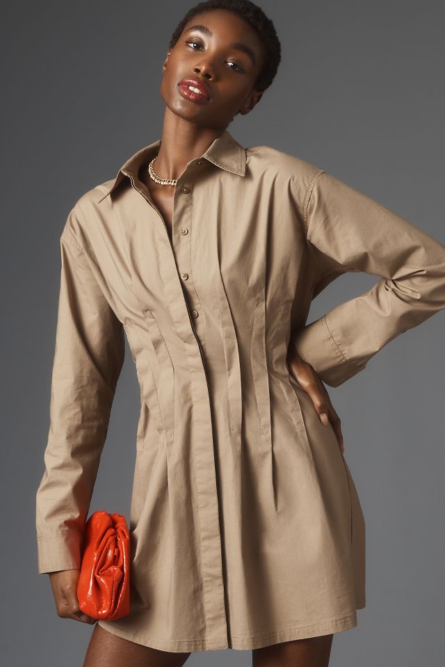 Beige shirt outlet dress