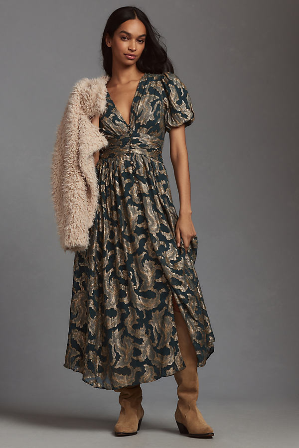 The Katerina Button-Front Midi Dress: Lurex Edition