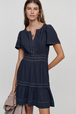 nashville denim dress Lady Black Tie - Blues - Halter Midi up evening outings A-line One-Shoulder Regular Straps Lace Style:Figure Eight CATEGORY:: Wear to Work