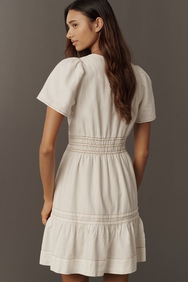 Somerset Mini Dress: Denim Edition by The Somerset Collection by Anthropologie in Ivory, Size: 3X