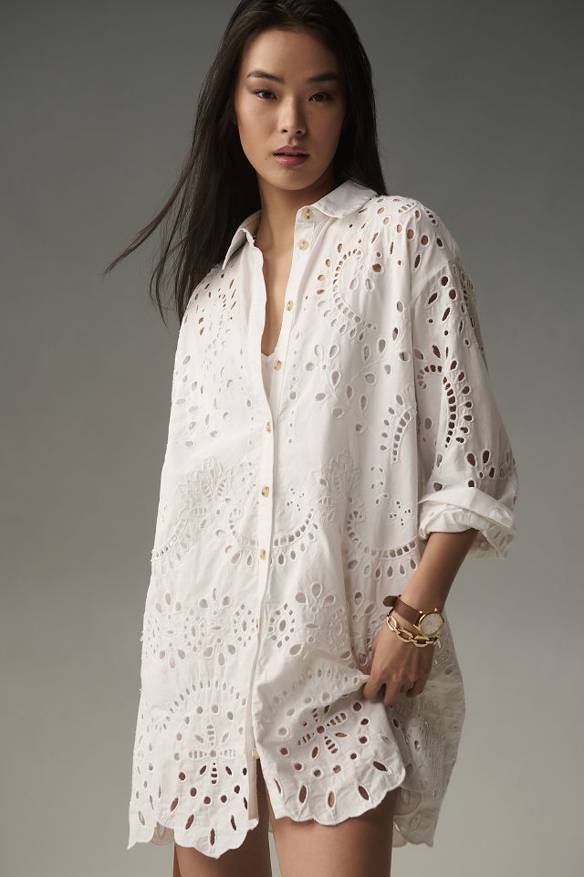 Anthropologie embroidered clearance shirt dress