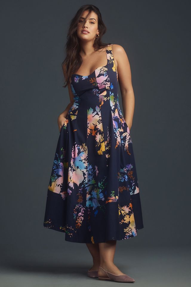 By Anthropologie Seamed Sweetheart Midi Dress | Anthropologie