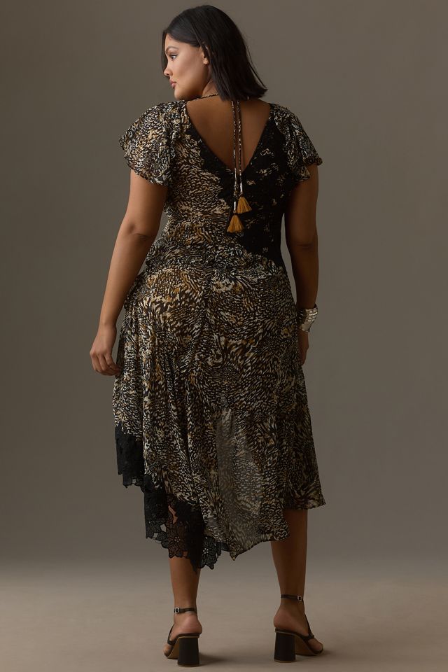 By Anthropologie V-Neck Ruffle Lace Slip Dress #4