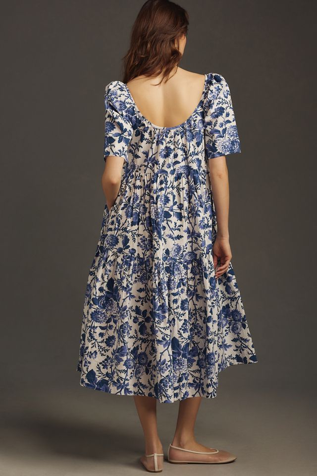 By Anthropologie Short-Sleeve Tiered Poplin Midi Dress #2