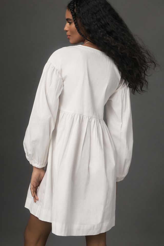 By Anthropologie Long-Sleeve Square-Neck Denim Babydoll Mini Dress #1