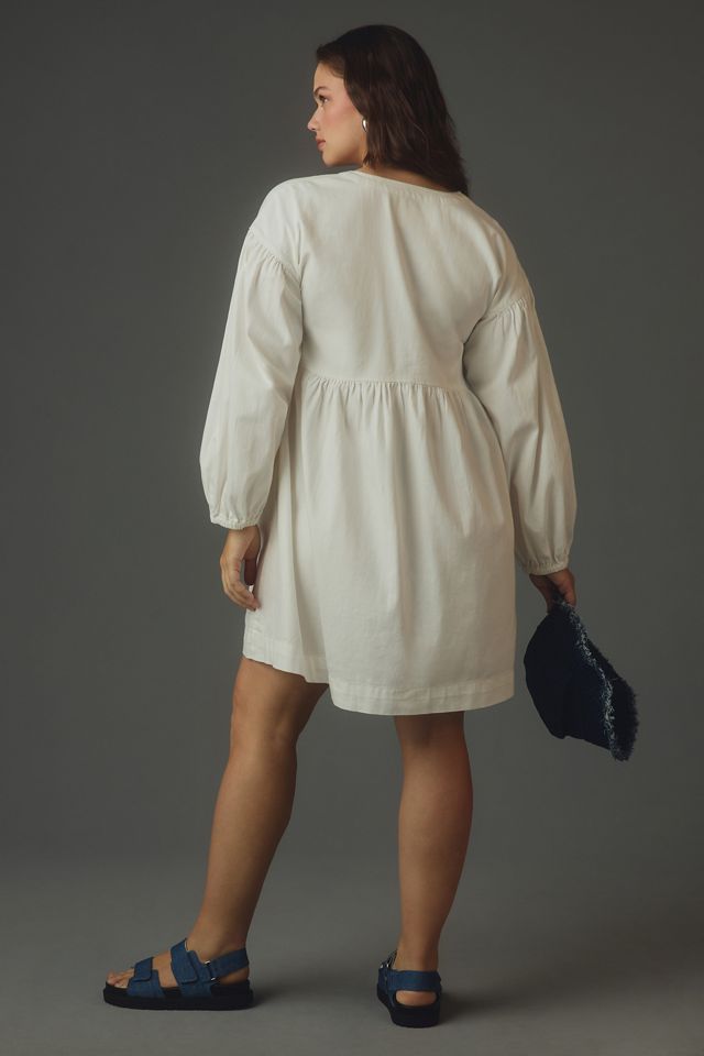 By Anthropologie Long-Sleeve Square-Neck Denim Babydoll Mini Dress #5