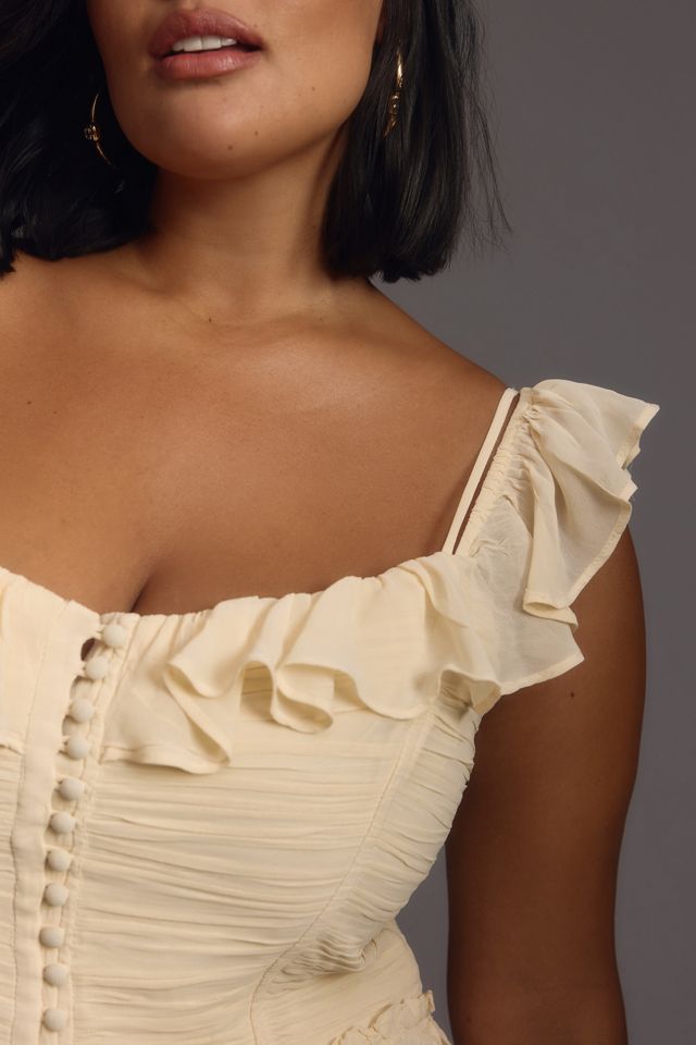 By Anthropologie Corset Tiered Lace Ruffle Dress #7