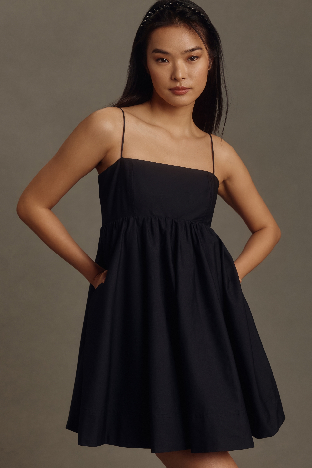 Maeve Square-Neck Babydoll Mini Dress