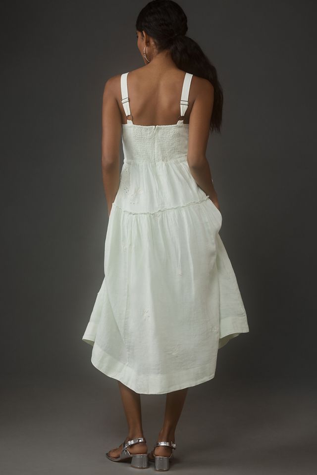 By Anthropologie Square-Neck Linen Midi Dress #1