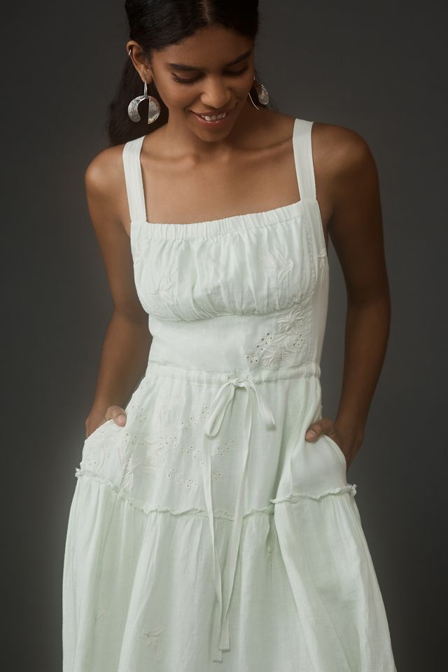 By Anthropologie Square-Neck Linen Midi Dress #2