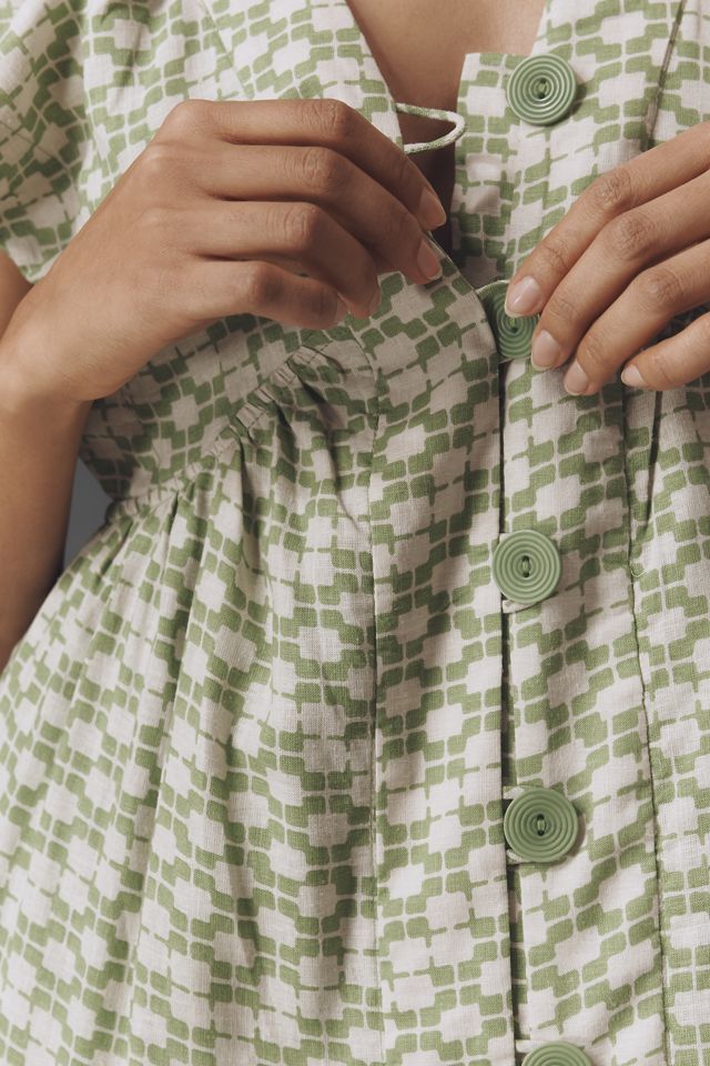 The Reneé Flutter-Sleeve Linen Button-Front Midi Dress #2