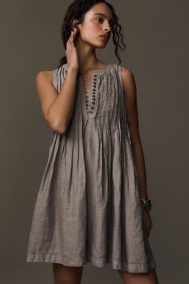 Button Up Flowy Tunic Dress - David's Clothing