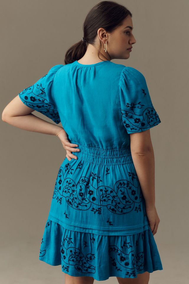 the somerset mini dress: embroidered edition Dressing Table Mirror in Teal – Forwood Design main image 1